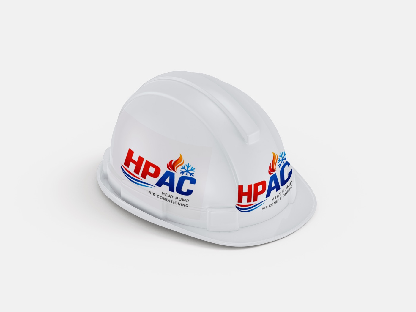 White hard hat with the HPAC logo