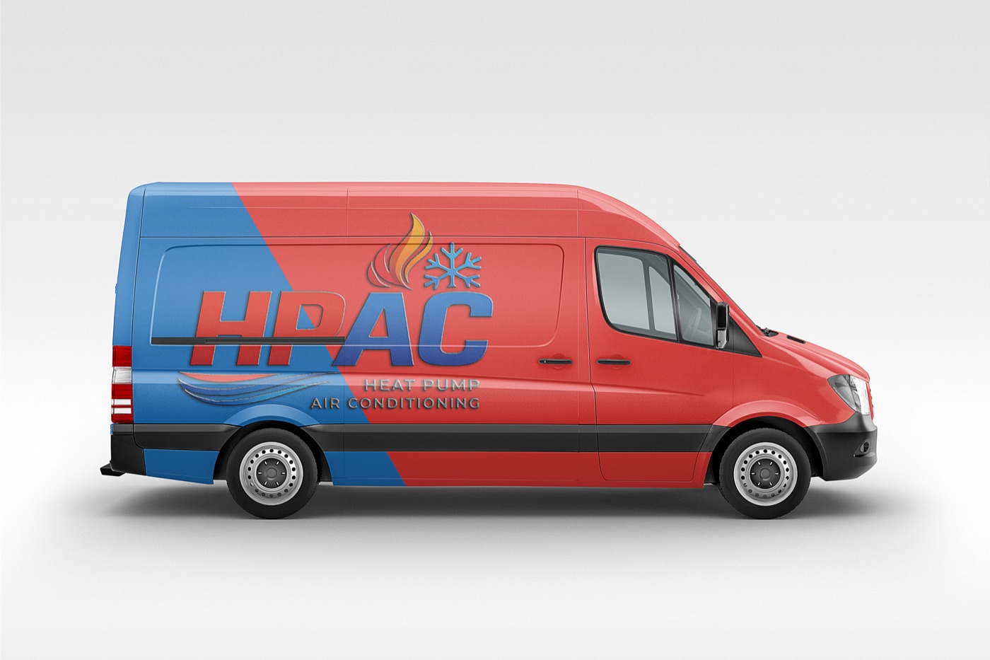 HPAC van wrap in red and blue