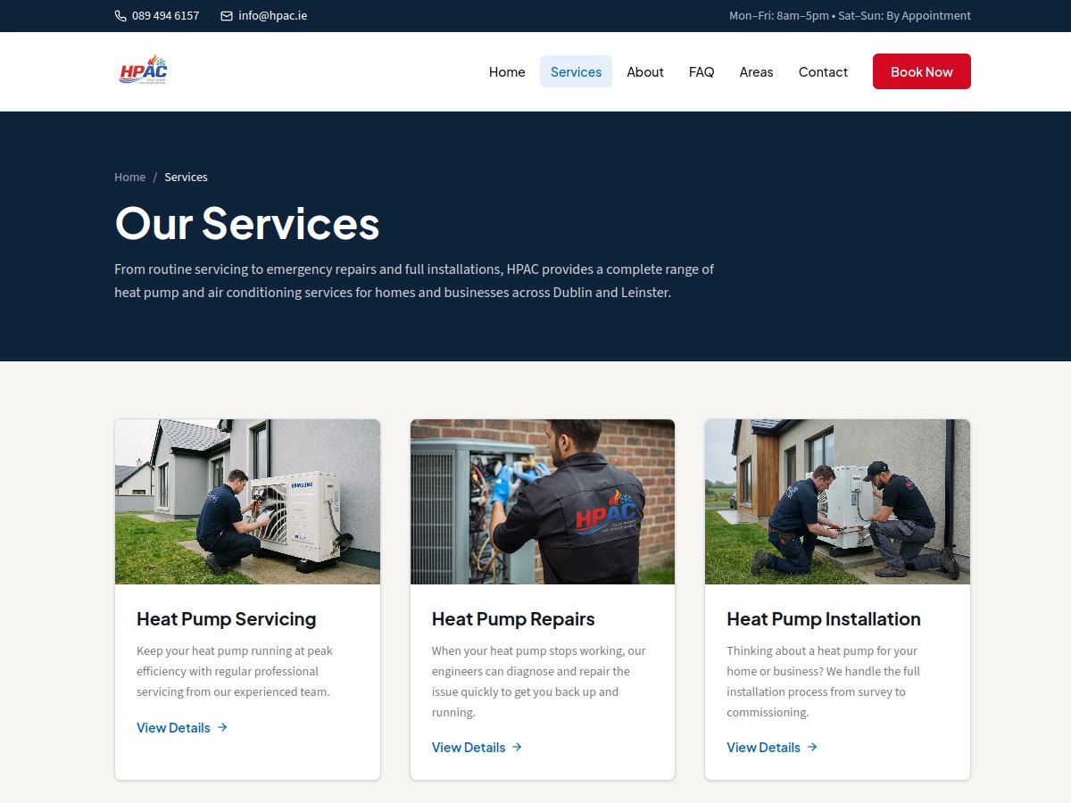HPAC Services website on a laptop