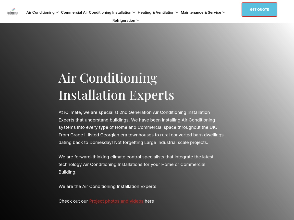 iClimate Solutions website on a desktop monitor