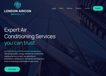 London Air Con website on a tablet
